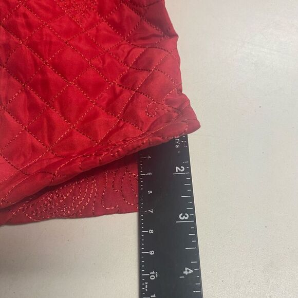 R.Q.T. Quilted‎ Embroidered Zip Up Collared Blazer Red Size Small Petite Pockets - Picture 11 of 14